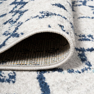 Moroccan Hype Boho Vintage Diamond Area Rug Cream/Navy